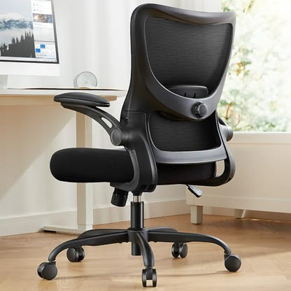 Marsail Office Chair Ergonomic Desk Chair with 3 Ways PU Armrests and Adjustable Lumbar Support Breathable Mesh Chair Executive Rolling Swivel Comfy Task Chair for Home Office Gaming