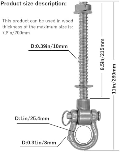 2 Permanent Anti-Rust Heavy-Duty Bearing Swing Hanger Mute (10mm) 180° Swing, 1500 lb, sandbag Yoga Swing Hammock Chair
