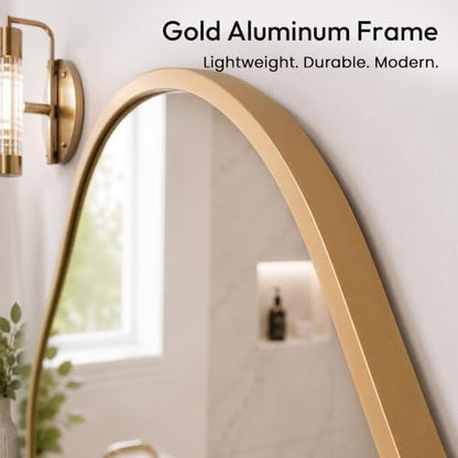 Matte Gold 30x16.5 Inch Irregular Freeform Wall Mirror