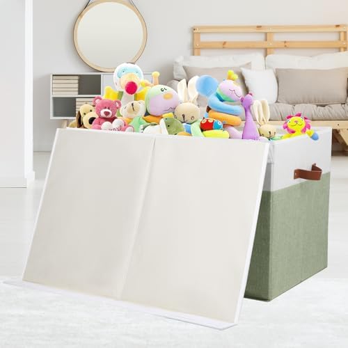 Large Toy Storage Box with Lid, Toy Chest Bin Boxes Basket with Dividers