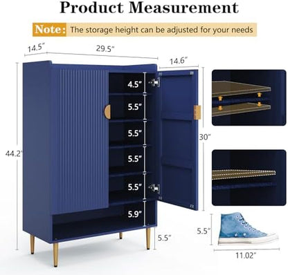 Modern Shoe Cabinet for Entryway, 24 Pairs Shoe Storage Cabinet, Blue