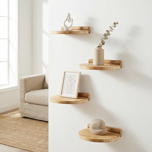 Round Small Floating Shelf,Small Wall Shelves,Mini Speaker Shelf Wood