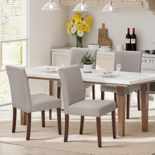 MALOL Upholstered Dining Chairs Set of 4, High Back Kitchen Room Chairs, Mid Century Modern Dining Room Chairs for Kitchen, Living Room, Brown