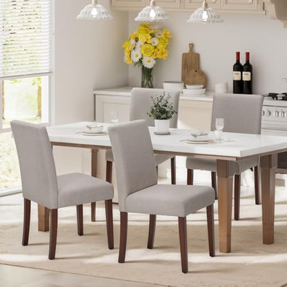 MALOL Upholstered Dining Chairs Set of 4, High Back Kitchen Room Chairs, Mid Century Modern Dining Room Chairs for Kitchen, Living Room, Brown