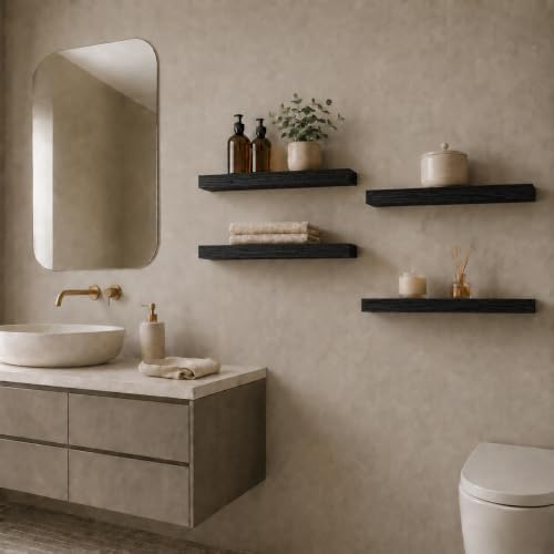 Floating Shelves for Wall Decor,Set of 4,23in,Black