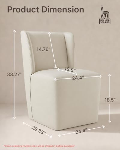 KISLOT Upholstered Dining Chairs Set of 1 with Hidden Casters, Cream
