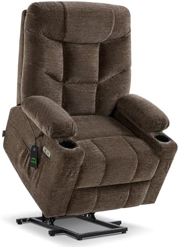MCombo Power Lift Recliner Chair for Elderly, Fabric 7283 (Brown, Large)