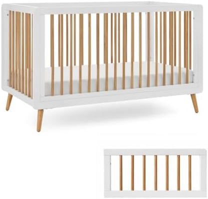 Tatum 3-in-1 Convertible Crib with Guardrail- White and Natural