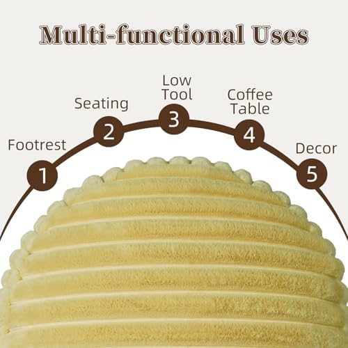 Round Floor Pouf Cover Storage Ottoman Foot Rest, Yellow