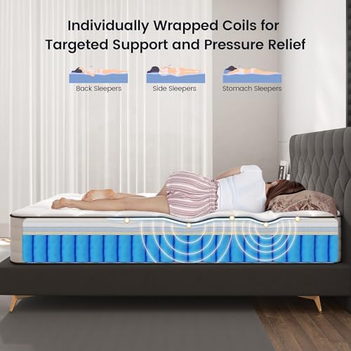 LETMOON 10 Inch Twin Hybrid Mattress, Pocket Spring Medium in Box