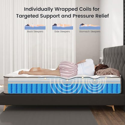 LETMOON 10 Inch Twin Hybrid Mattress, Pocket Spring Medium in Box