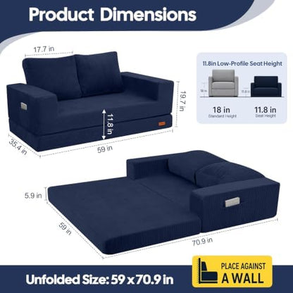 COMAX Futon Sofa Bed, Convertible Sofa Bed, Folding Boneless Couches