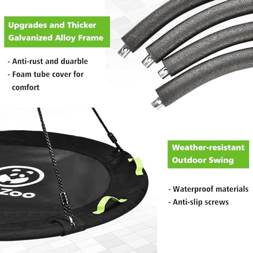 48 Inch Tree Swing, Larger Saucer Flying Swing for Outdoor Backyard, Black