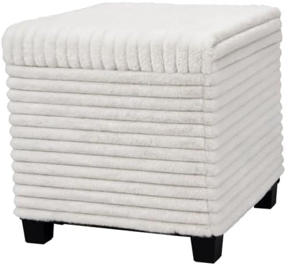 ABHENG Steel Frame Square Ottoman with Storage Vanity Stool White UASND644W