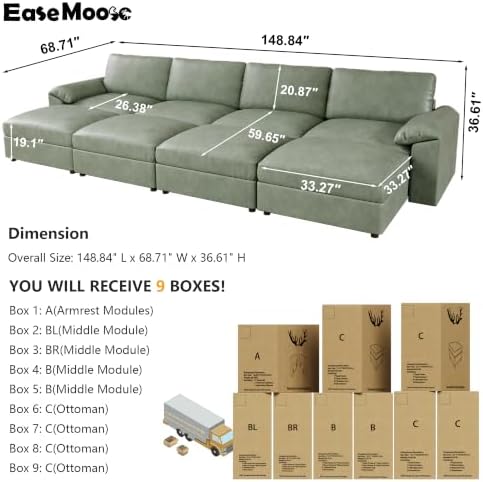 EASE MOOSE Sectional Couches Bed for Living Room, Sleeper Sofa, Green
