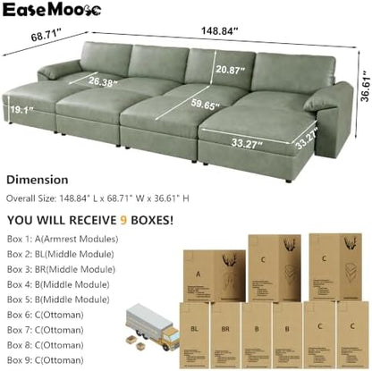 EASE MOOSE Sectional Couches Bed for Living Room, Sleeper Sofa, Green