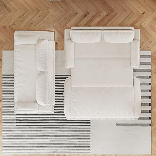 73.2" Sofa Bed Queen, 3-in-1 Pull Out Sofa Bed with Pillow Armrest, Modern Velvet Convertible Sleeper Futon Sofa for Living Room Small Space, Apartment, Bedroom, White