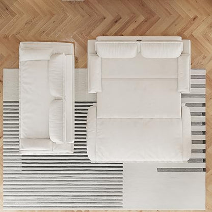 73.2" Sofa Bed Queen, 3-in-1 Pull Out Sofa Bed with Pillow Armrest, Modern Velvet Convertible Sleeper Futon Sofa for Living Room Small Space, Apartment, Bedroom, White