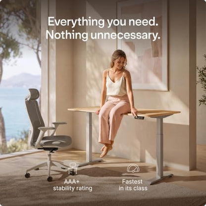 Desktronic HomeOne Standing Desk 60x30 — Ergonomic Sit Stand Home Office Desk, Made in Europe, Electric Dual Motor Height Adjustable, USB & USB-C Charging, Wobble-Free, Touchscreen, 3 Memory Presets