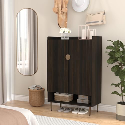 Modern Shoe Cabinet for Entryway, 24 Pairs Shoe Storage Cabinet, Brown
