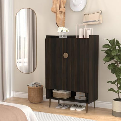Modern Shoe Cabinet for Entryway, 24 Pairs Shoe Storage Cabinet, Brown