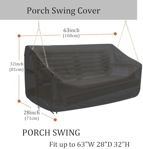 Porch Swing Cover Water-Resistant 600D Oxford Hanging Outdoor Swing Cover All Weather Protected Swing Covers for Outdoor Furniture (Black, 420D 63x28x(32-24) Inch)