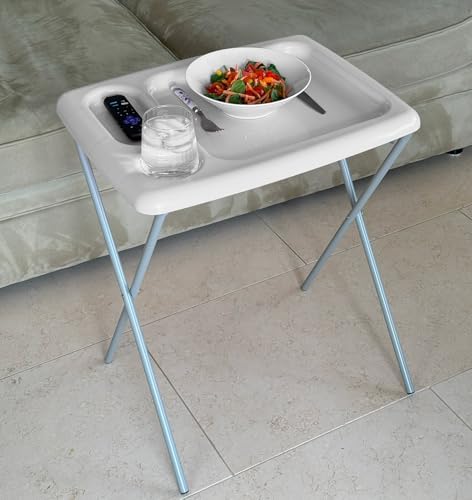 Folding TV Tray Table, Portable, Sturdy, White (Single)