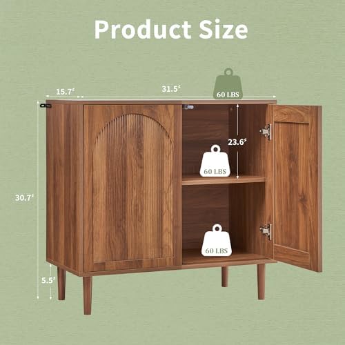 31.5” Walnut Sideboard Buffet Cabinet with Storage Set of 3