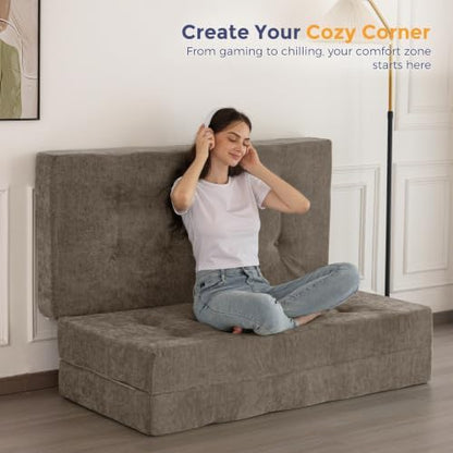 MAXYOYO 6" Folding Sofa Bed for Floor, Tufted Tri-Fold Floor Mattress