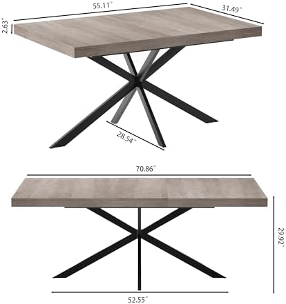 55.11''-70.86" Rectangular Extendable Dining Table for 4-6 People