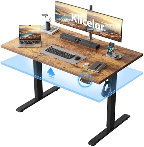 Klicelor 48 x 24" Electric Standing Desk, Height Adjustable, Rustic Brown