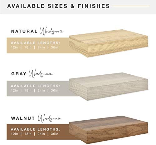 MCS Natural Woodgrain Floating Shelves, 12 Inch x 8 Inch, Set of 2, 12 x 8