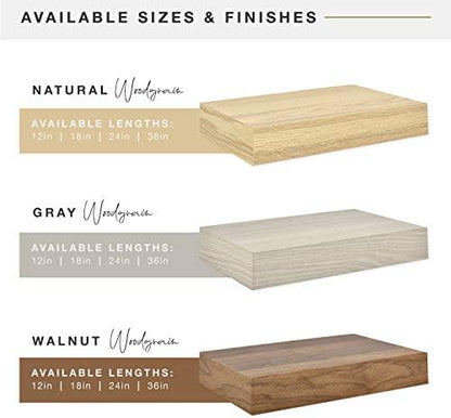 MCS Natural Woodgrain Floating Shelves, 12 Inch x 8 Inch, Set of 2, 12 x 8