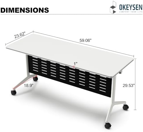 Okeysen Conference Room Table 2 Pack with Privacy Barrier, Modern Folding Training Tables with Flip Top, Mobile Table with Four Locking Wheels, Executive Desk for Meeting Room, Office, Classroom