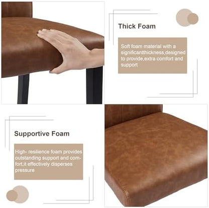 VECELO Upholstered Dining Chairs Set of 6, Modern PU Leather High Back Chairs with Solid Wood Legs for Kitchen and Living Room, Brown
