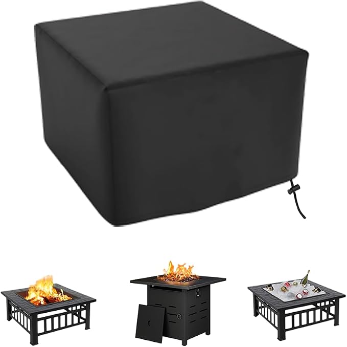 Square Fire Pit Cover for 28 Inch Firepit, Heavy Duty Outdoor Patio Fire Pit Table Cover, Gas Fire Pit Cover - Waterproof Dustproof Anti UV and Tear Resistant