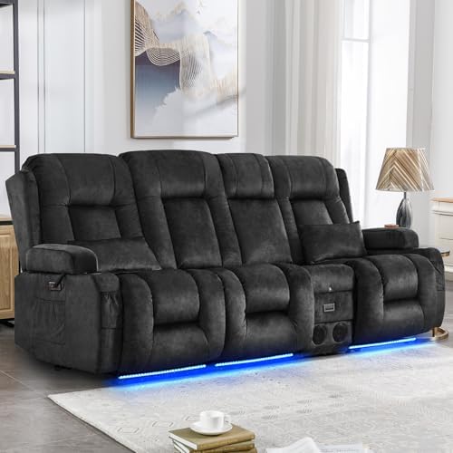 IPKIG Power Loveseat Recliner Sofa with Flip Back Console, 89" - 4 Seat