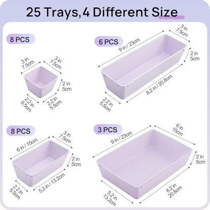 Vtopmart 25 Pack Plastic Drawer Organizers with Anti-slip Rubber Pads