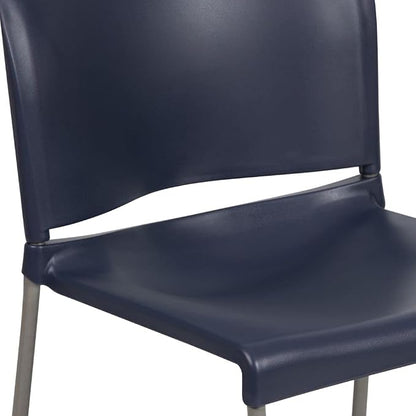 Flash Furniture HERCULES Series 880 lb. Capacity Navy Full Back Contoured Stack Chair with Gray Powder Coated Sled Base