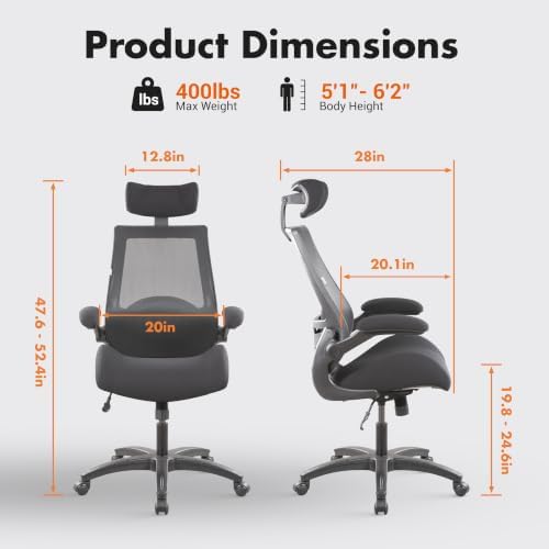 BOLISS 400lbs Chair Big and Tall Ergonomic Office Desk Chair with Wide Seat