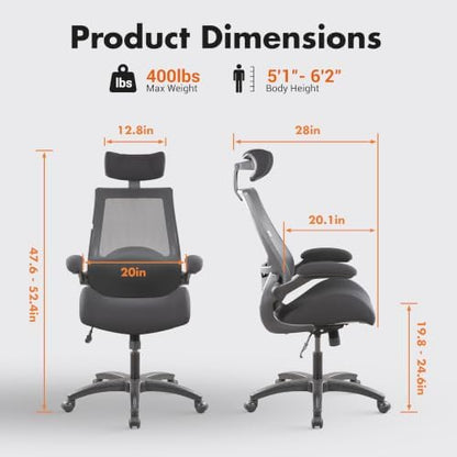 BOLISS 400lbs Chair Big and Tall Ergonomic Office Desk Chair with Wide Seat