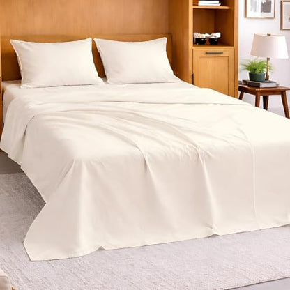 Cottington Lane Ivory Sheets for Murphy Bed Mattress, 4 Piece Premium Ultra Soft Brushed Microfiber California King Size Wall Bed Sheet Set, 6-10 Inch Deep Pocket with All-Around Elastic