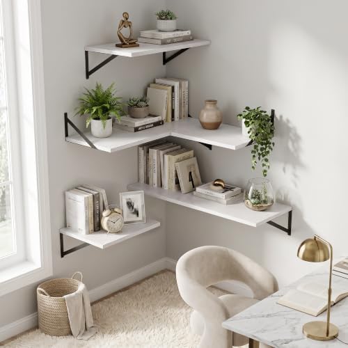 Dreamland Wall Mounted Floating Shelves Set of 2, 24x12, White