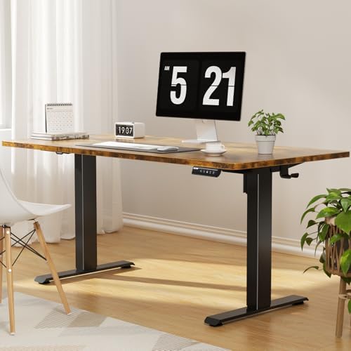 Veken 55"x23.6" Standing Desk, Electric Height Adjustable, Brown