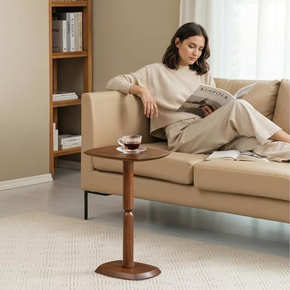 MH London Cooper 22" Solid Wood Pedestal Side Table, Walnut