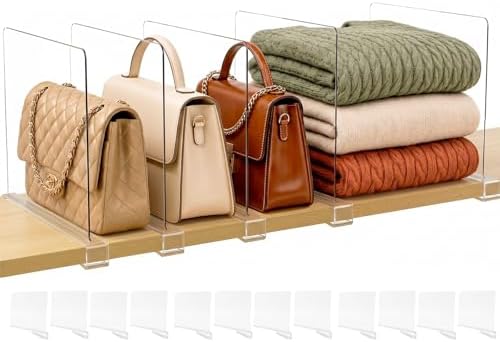 Shelf Dividers Purse Organizer for Closet: Acrylic Clear 12 Pack