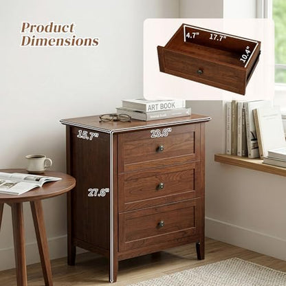 Karl home Brown Farmhouse Nightstand, Wide End Table with Charging Station