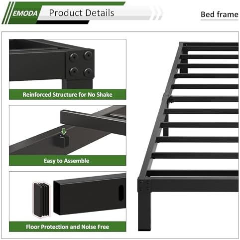 EMODA 6 Inch California King Bed Frames Heavy Duty Metal Cal King Platform