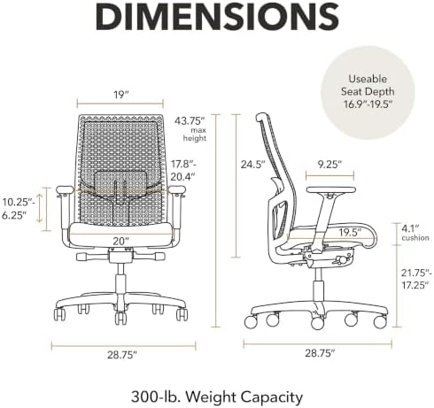 HON Ignition 2.0 ReActiv Ergonomic Office Chair, Lumbar Support, Blue