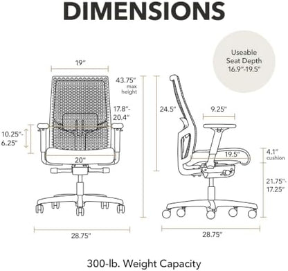 HON Ignition 2.0 ReActiv Ergonomic Office Chair, Lumbar Support, Blue
